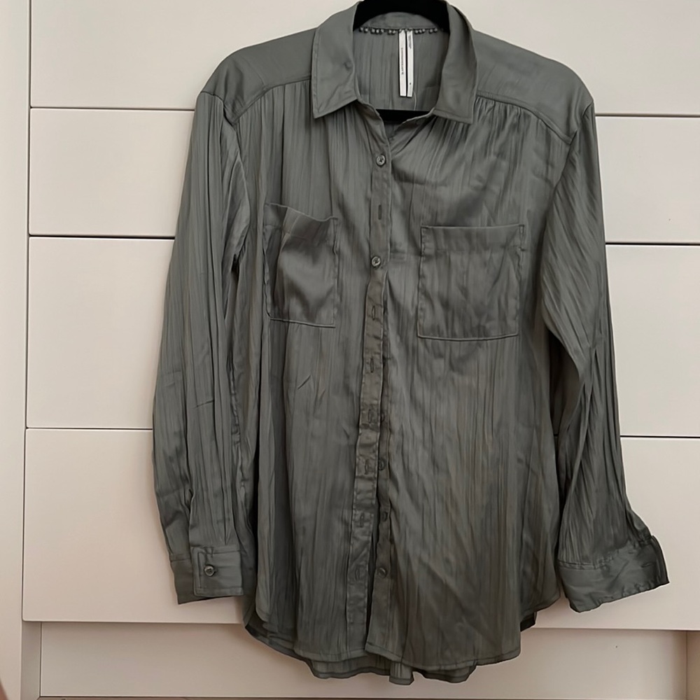 Anthropology crinkle button down shirt